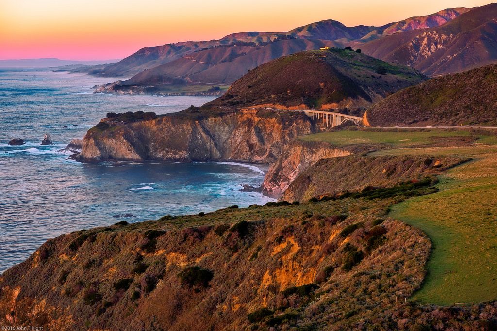 Sunset View From Hurricane Point Big Sur Coastline Ocean View Views