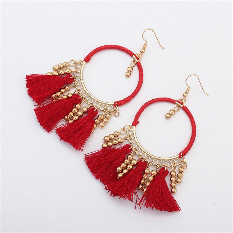 Women Elegant Bohemian Earrings Jewelry Long Tassel Fringe Boho Hook Drop Dangle Women Elegant Bohemian Earrings Jewelry Long Tassel Fringe Boho Hook Drop Dangle