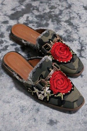 floral flat mules