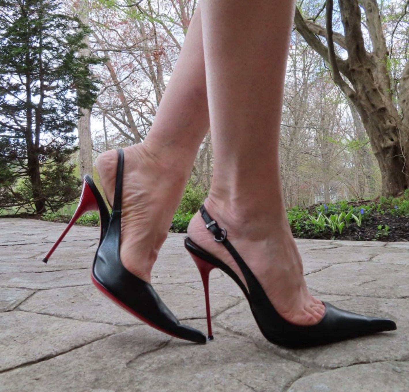 sling back high heel shoes