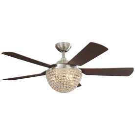 Harbor Breeze Parklake 52 In Brushed Nickel Crystal Accent Downrod Harbor Breeze Parklake 52 In Brushed Nickel Crystal Accent Downrod Mount Indoor Ceiling Fan With Light Kit And Remote