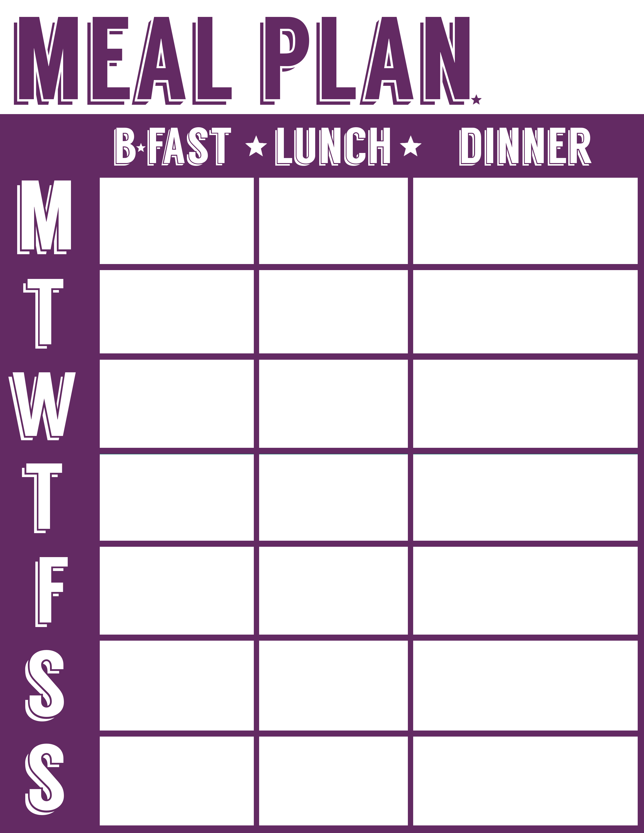 meal plan sheet