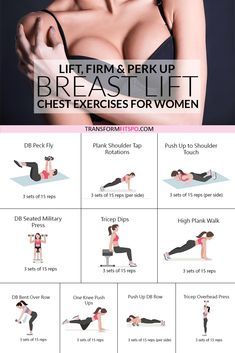 This exercise routine will perk up your breasts easily at home. No equipment needed for this home workout which will transform your body and give you a natural breast lift. Get rid of back fat and try these chest exercises for women to give your bust line a lift and make your breasts appear bigger and perkier, the natural way! This workout will give you confidence and you’ll have heads turning! Full Body Gym Workout, Weight Workout Plan, Waist Workout, Fitness Workout For Women, Stomach Workout, Breast Lift Workout, Workout Diet, Workouts For Women, Chest Workout Women