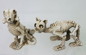 Miniature DOG CAT SKELETON FIGURINE Halloween Fairy Gnome Pixie Garden Dollhouse...