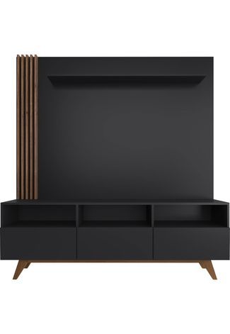 Estante Home Para Tv 50'' E Estilare Móveis Kiss - Preto - Compre Agora | Dafiti Brasil Tv Stand Decor Living Room, Living Room Tv Wall, Living Room Decor Apartment, Rooms Home Decor, Bedroom Decor, Small House Interior Design, Living Room Design Modern, Modern House Design, Living Room Designs