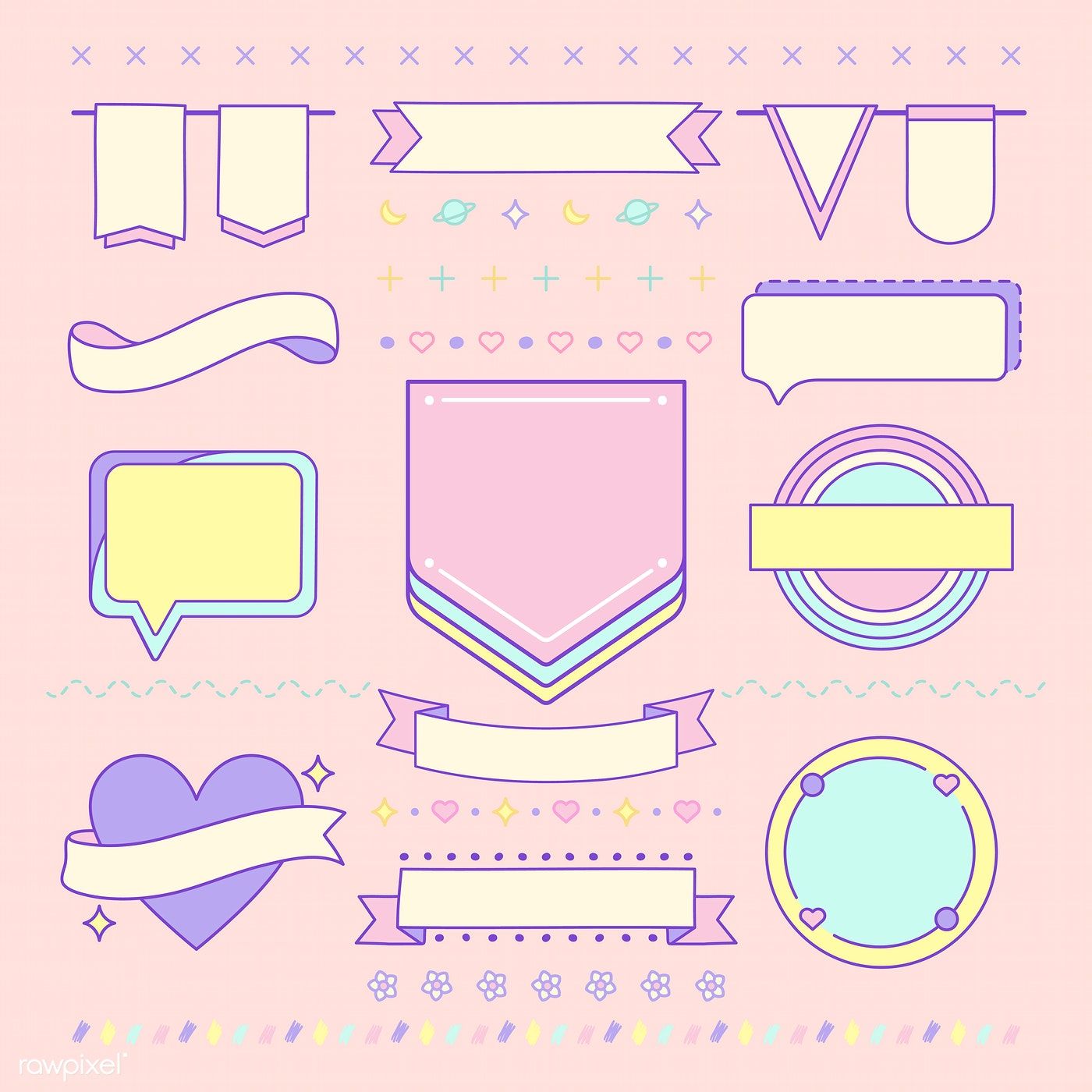 Download Various cute and girly design element vectors | free image ...