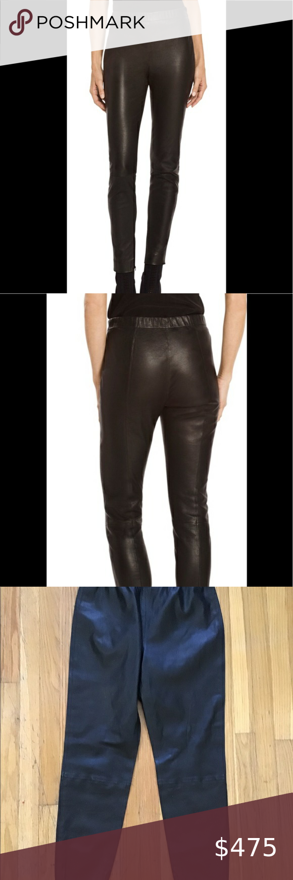 St John Stretch Nappa Leather Legging 4 NWT Stretch Leather, Ankle Zipper, Leather Leggings, Nappa Leather, St John, Ankle Length, Stretches, Elastic Waist, Saints