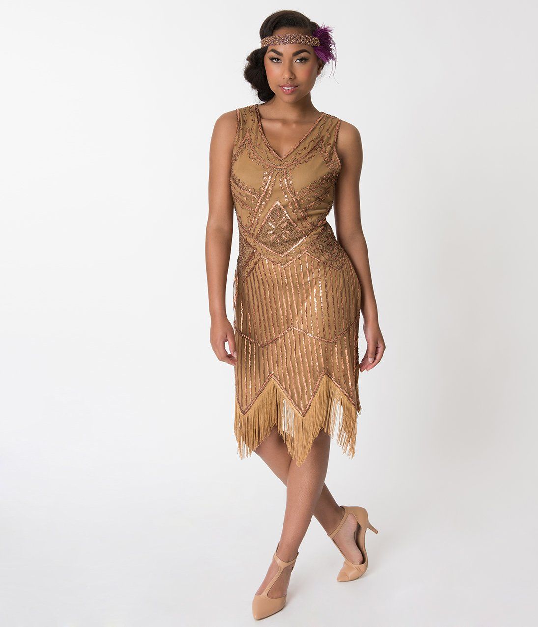 Womens 1920s Vintage Great Gatsby Charleston Sequins Beaded Fringe Flapper Dress
