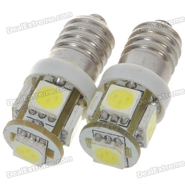 High Quality Auto Bulb Whte DC 12V E10 1.2W 6500K 70-Lumen 5-SMD LED Car Light