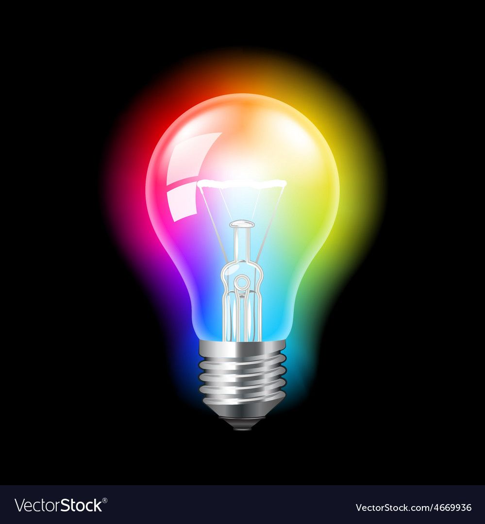 Bulb with colorful light creative concept photo realistic background