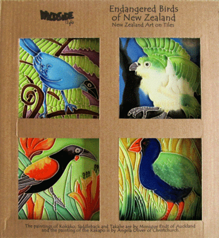 Ceramic Tile Coaster Set of Endangered Birds of New Zealand – www ... Ceramic Tile Coaster Set of Endangered Birds of New Zealand – www ...