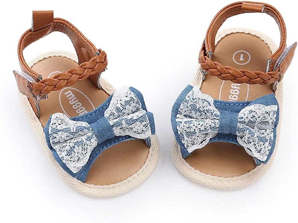 Baby Girls Summer Sandals Non-Slip Soft Sole Infant Slippers Bowknot Princess Dress Toddler First Walkers Shoes