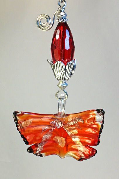 Large Red Glass Butterfly Ceiling Fan Pull | Ceiling fan pull chain