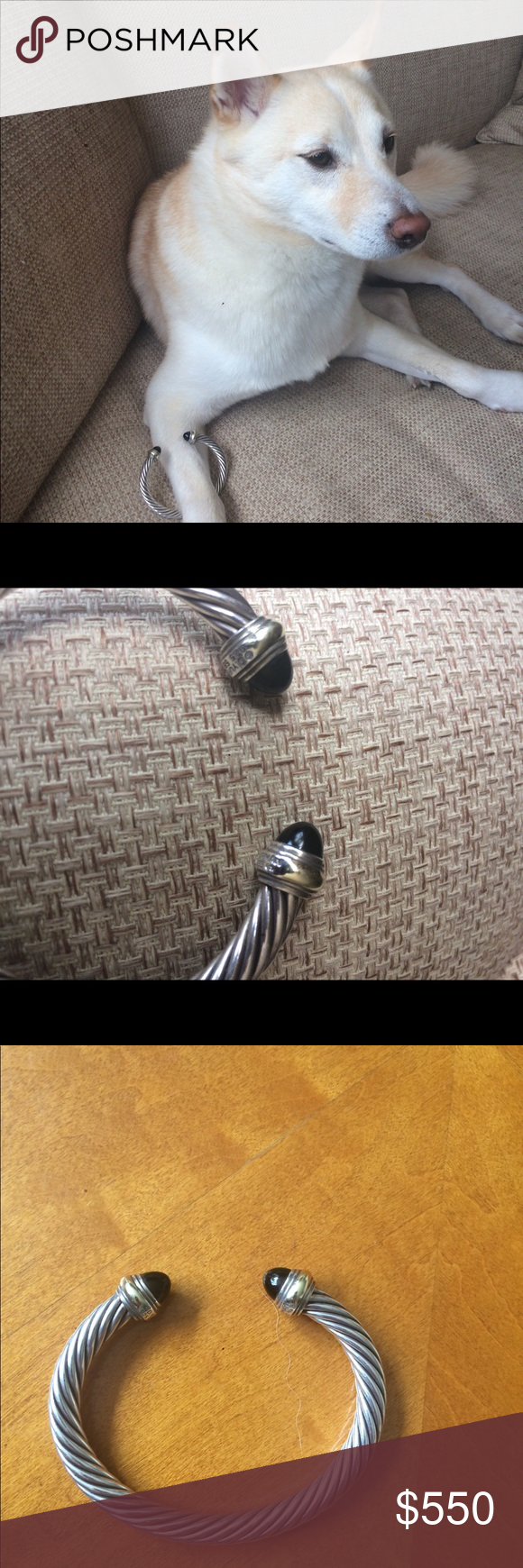 David Yurmin 18kt and sterling silver 8mm. Black onyx