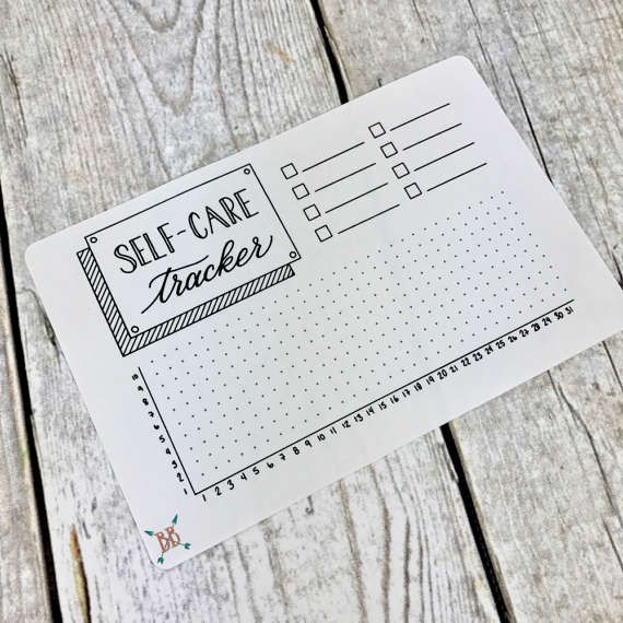 full page a5 self care tracker sticker planner ideas bullet