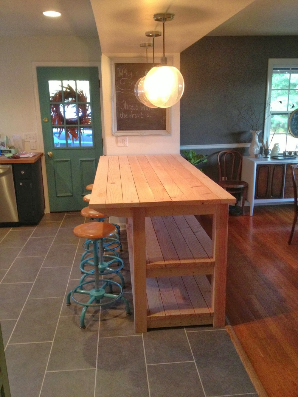 Industrial Look Kitchen Island - Cassie Bustamante Kitchen Islands For Sale, Rustic Kitchen Island, Kitchen Island With Seating, Narrow Kitchen, Kitchen Small, Build Kitchen Island, Smart Kitchen, Unique Kitchen, Custom Kitchen