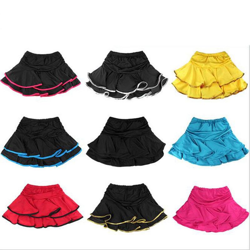 Girls Latin Dance Skirt Ballroom Samba Chacha Dancing Dress With Shorts Inside