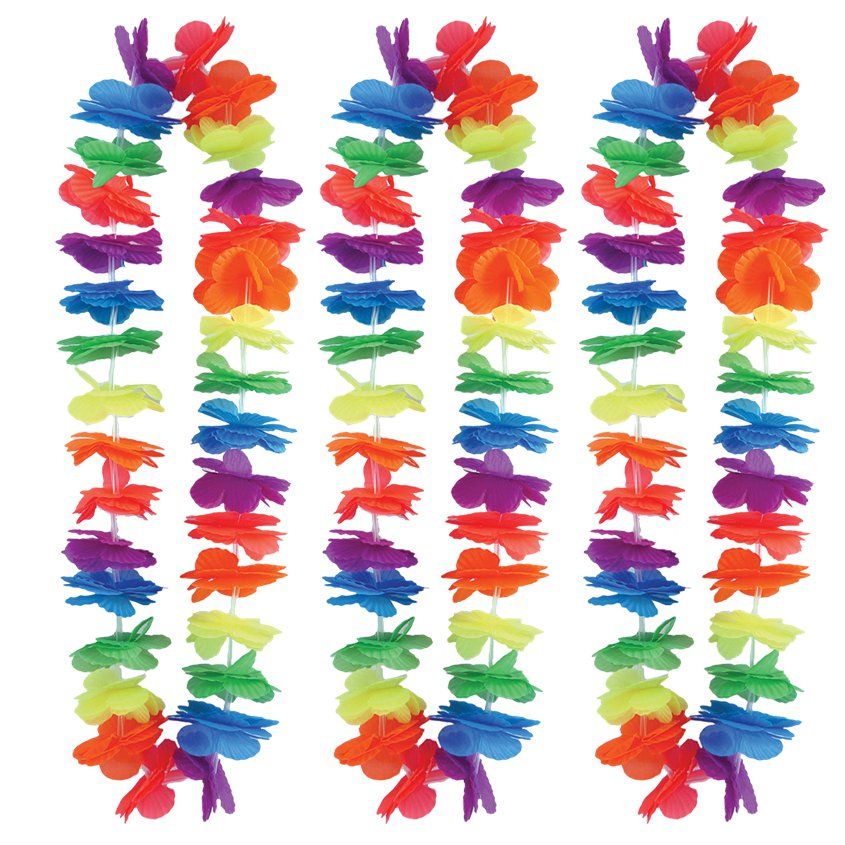 Rainbow Hawaiian Party Leis Pack of 25 Leis