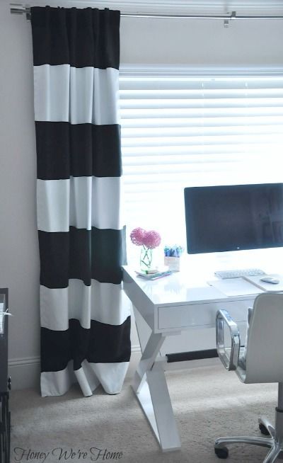 DIY Painted Striped Curtains She Paints White Onto Black But I Would Probably Do The Opposite Because It Be Easier