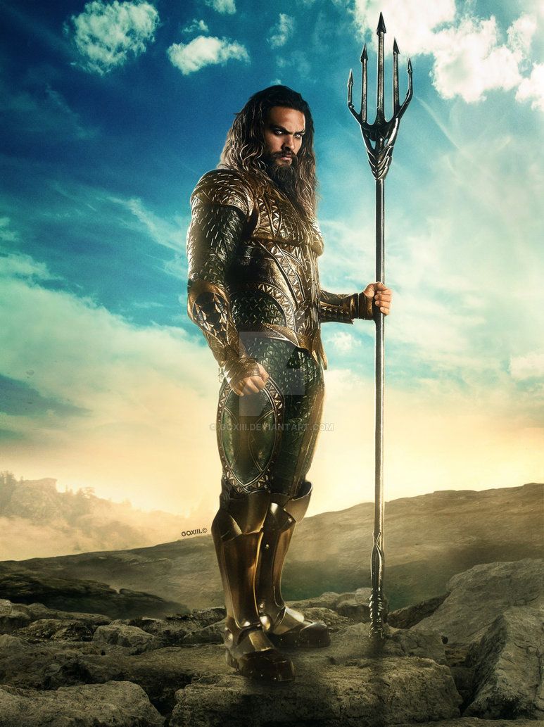 Aquaman Movie Hoodie Posing with Trident Black Hoody