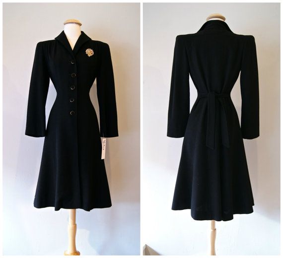 30s Ladies Coat Vintage 1930s Black 1930s Decade Vintage Coats & Jackets