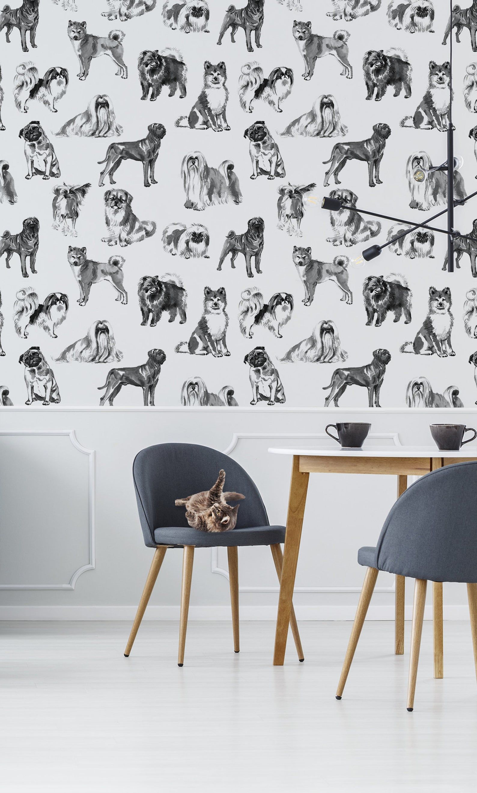 Kedzie Animal Removable Peel And Stick Wallpaper Panel Kittens Coloring Doodle Wall Geometric Animals