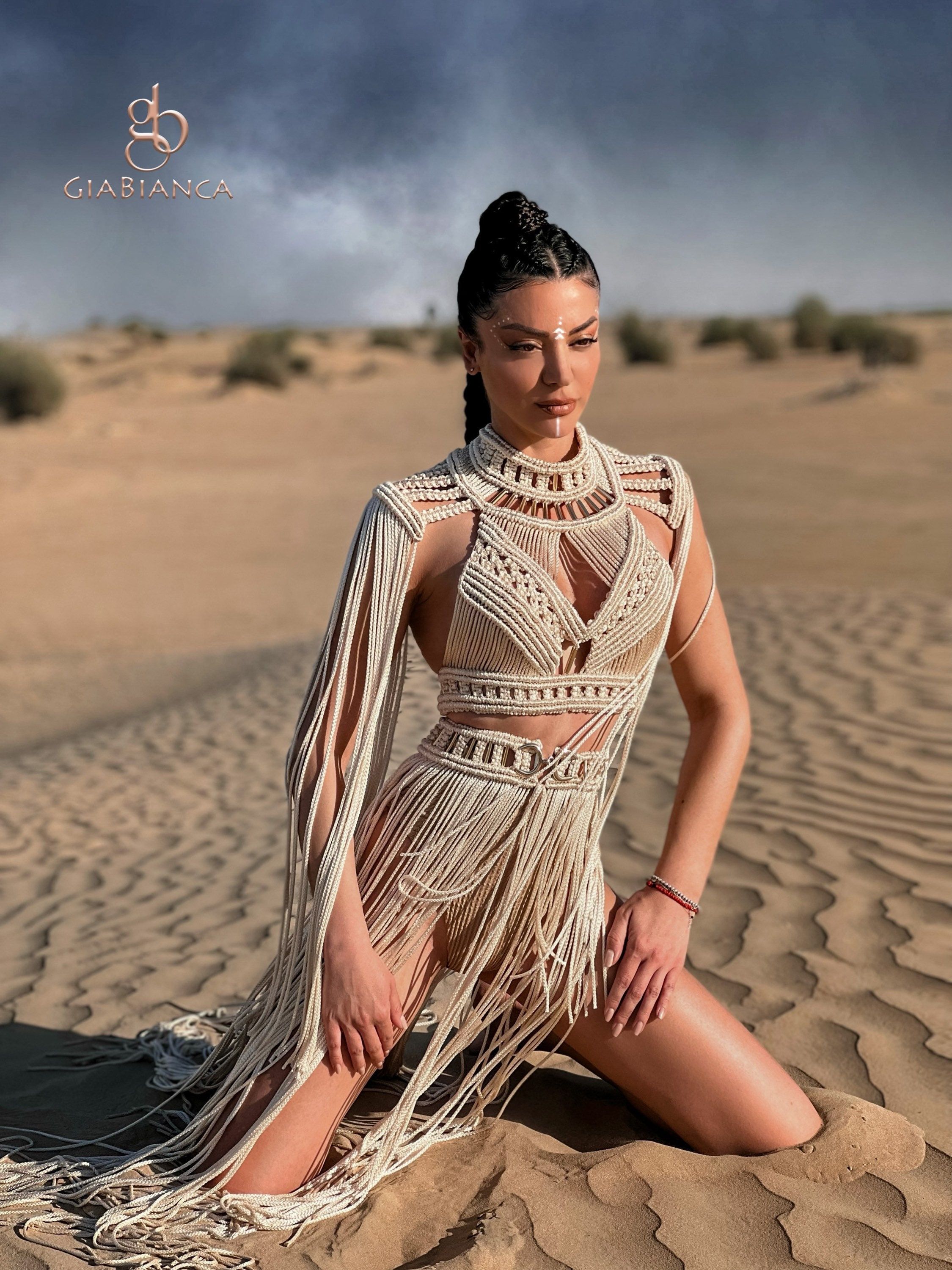 All our items are made to measure, and handmade. We want to ensure a perfect fit of your individually customized garment, so once you place your order please send us a message with your measurements. (Waist circumference, Bust circumference, height and cup size) If you need any further customization please drop a line at info@giabianca.com Festival Tops, Festival Dress, Festival Outfits, Festival Fashion, Festival Clothing, Burning Man Outfits, Burning Man Fashion, Macrame Clothes, Macrame Dress