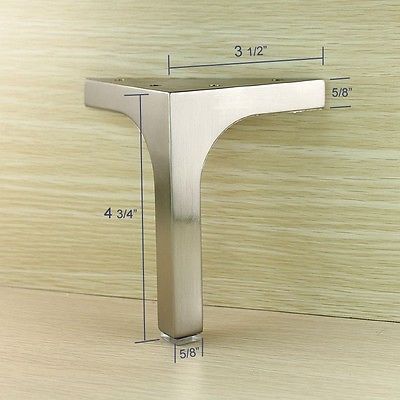 Furniture Metal Table Sofa Leg Cabinet Feet Satin Stainless Steel Furniture Cabinet Cupboard Metal Legs Table Feet Stainless Steel Square 4 Pcs