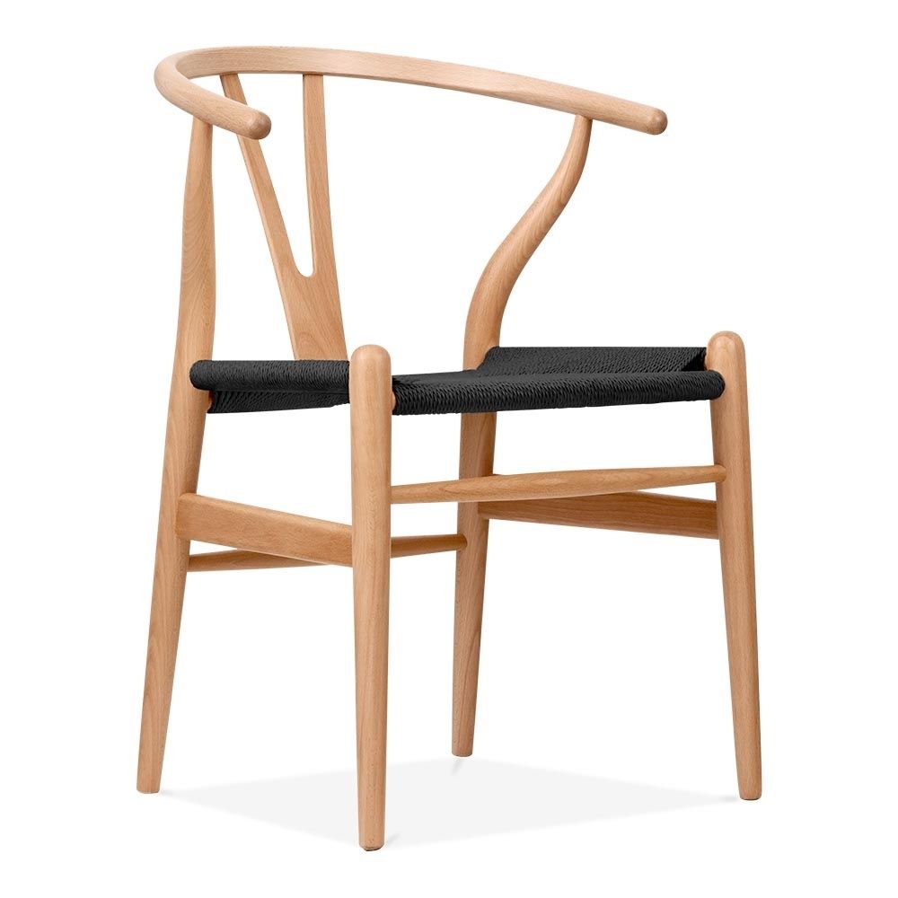 Danish designs wishbone wooden dining chair black weave