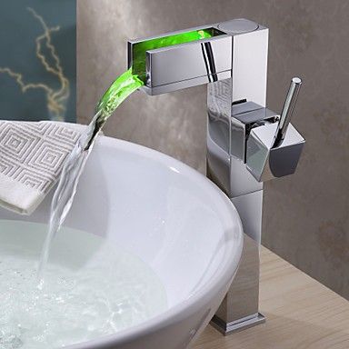 Rubinetti Lavandino Bagno Superficie Di Ottone Led Cascata