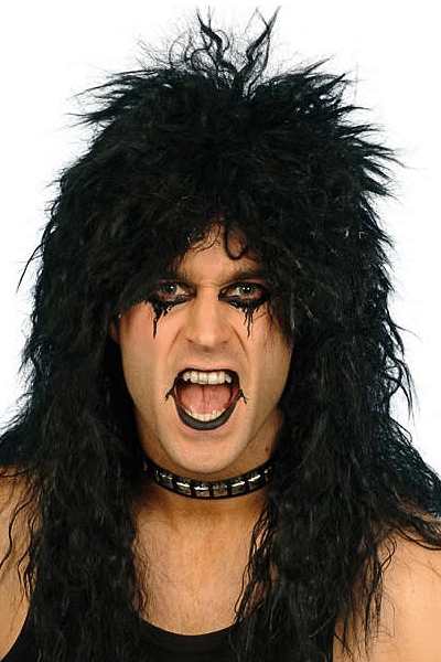 Schwarze Hard Rocker Per/ücke f/ür Herren Fasching Per/ücken M/änner Karneval Vokuhila