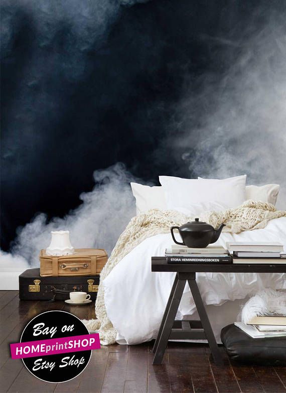 White Smoke On Black Background Cloud Wallpaper Storm Wall Art White Smoke On Black Background Cloud Wallpaper Storm Wall Art Decor Removable Self Adhesive L And Stick Murall