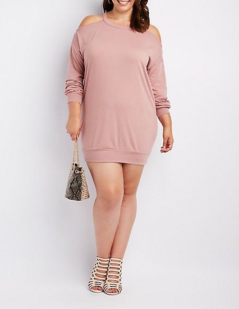 plus size cold shoulder sweatshirt dress summer clothes sweatshirt dress plus size