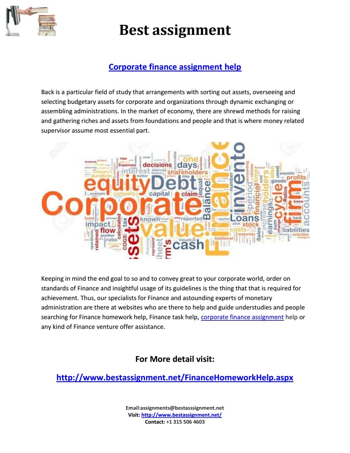 Corporate finance homework help