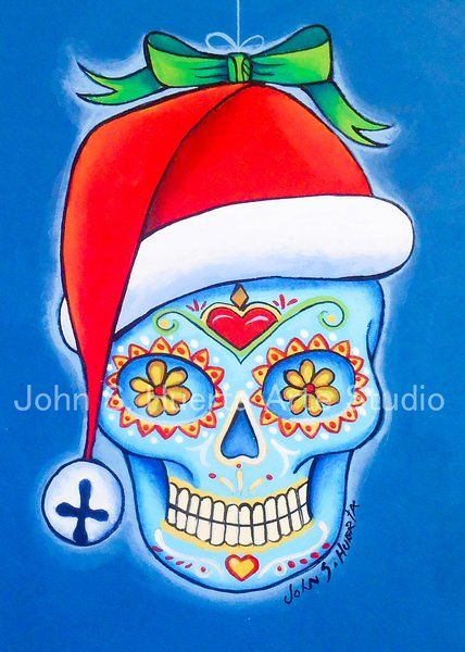 set of 6 christmas sugar skull 5x7 art greeting cards john s huerta arte studio - Christmas Sugar Skull set of 6 christmas sugar skull 5x7 art greeting cards john s huerta arte studio - Christmas Sugar Skull