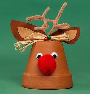 Rudolf- Rentier im Tontopf als Weihnachtsdekoration #christmascraftsforkidstomaketoddlers