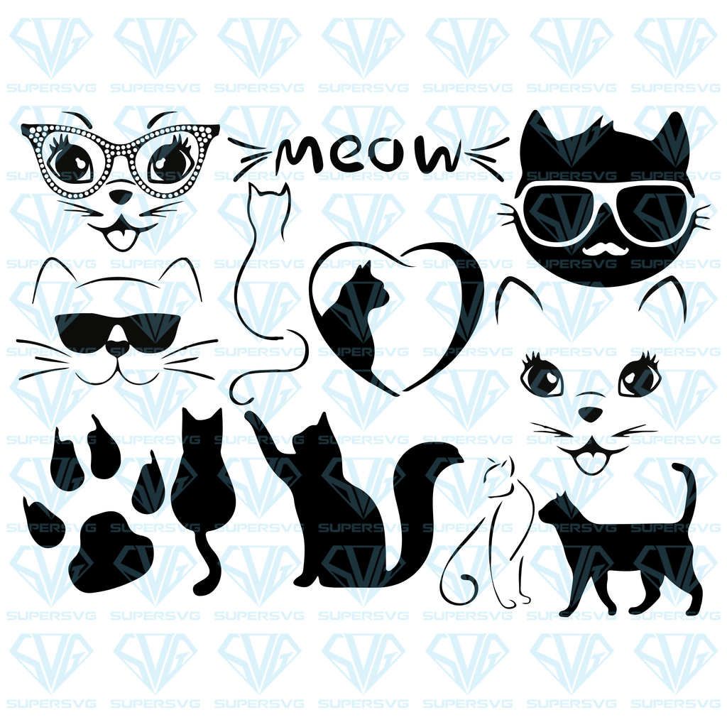 Meow svg Cat SVG Pet svg Meow Svg Cameo cutting file SVG Meow Cut File Kitty svg Silhouette SVG Meow Cricut Dxf Cut File Vector cricut file