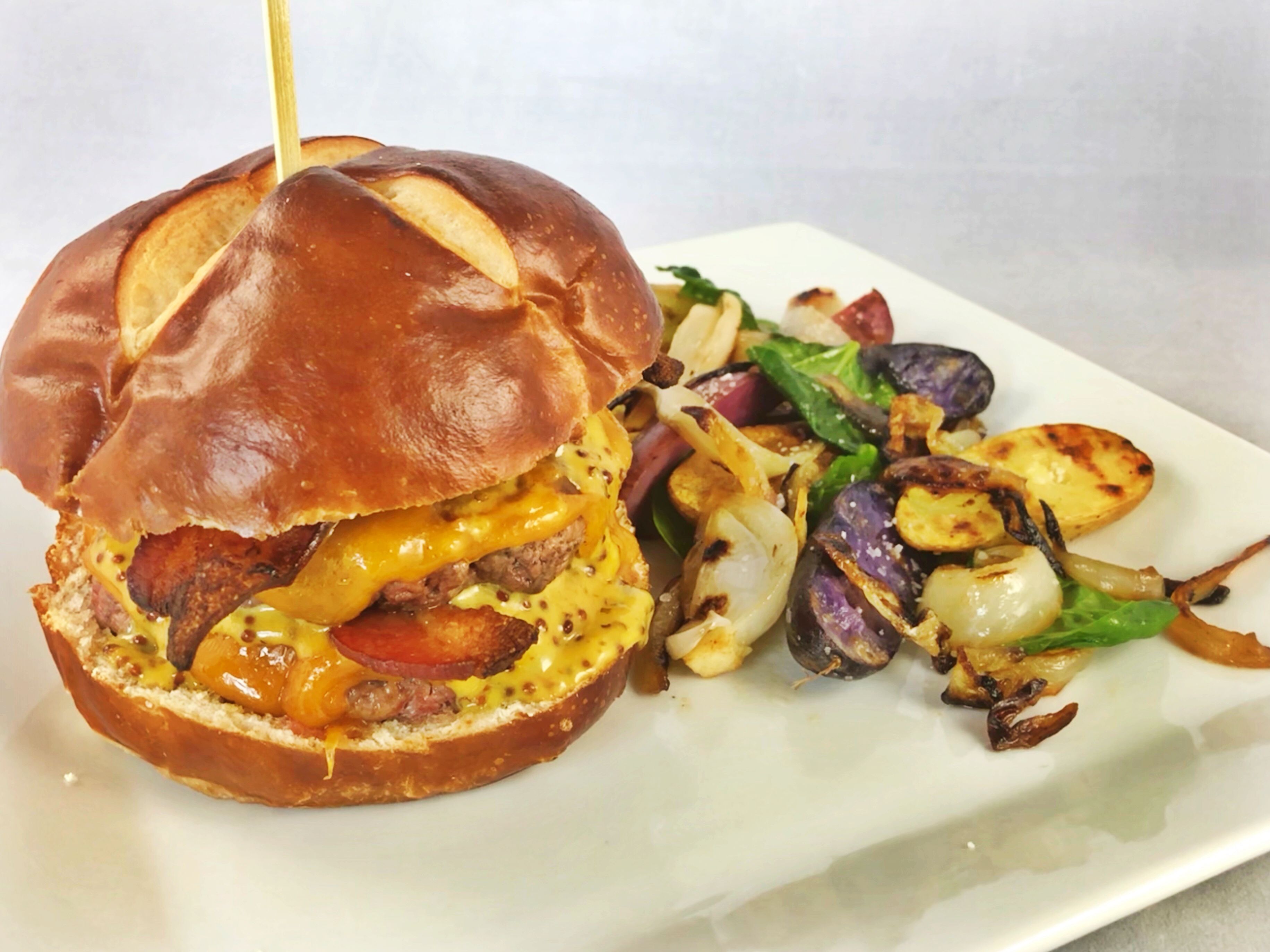 pretzel bun burger pretzel bun burger