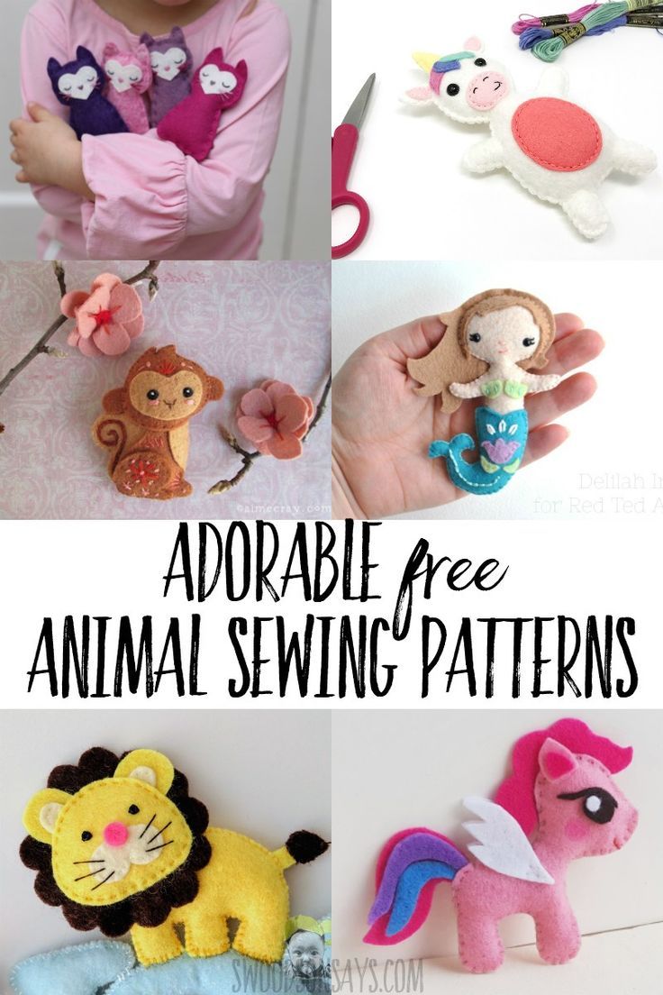 Fun list of free animal sewing patterns! Download these adorable felt projects to sew and make the cutest felt animals. #sewing #crafts #handembroidery Animal Sewing Patterns, Stuffed Animal Patterns, Sewing Patterns Free, Felt Patterns Free, Free Pattern, Pattern Ideas, Craft Patterns, Beginner Sewing Projects Easy, Sewing Projects For Beginners