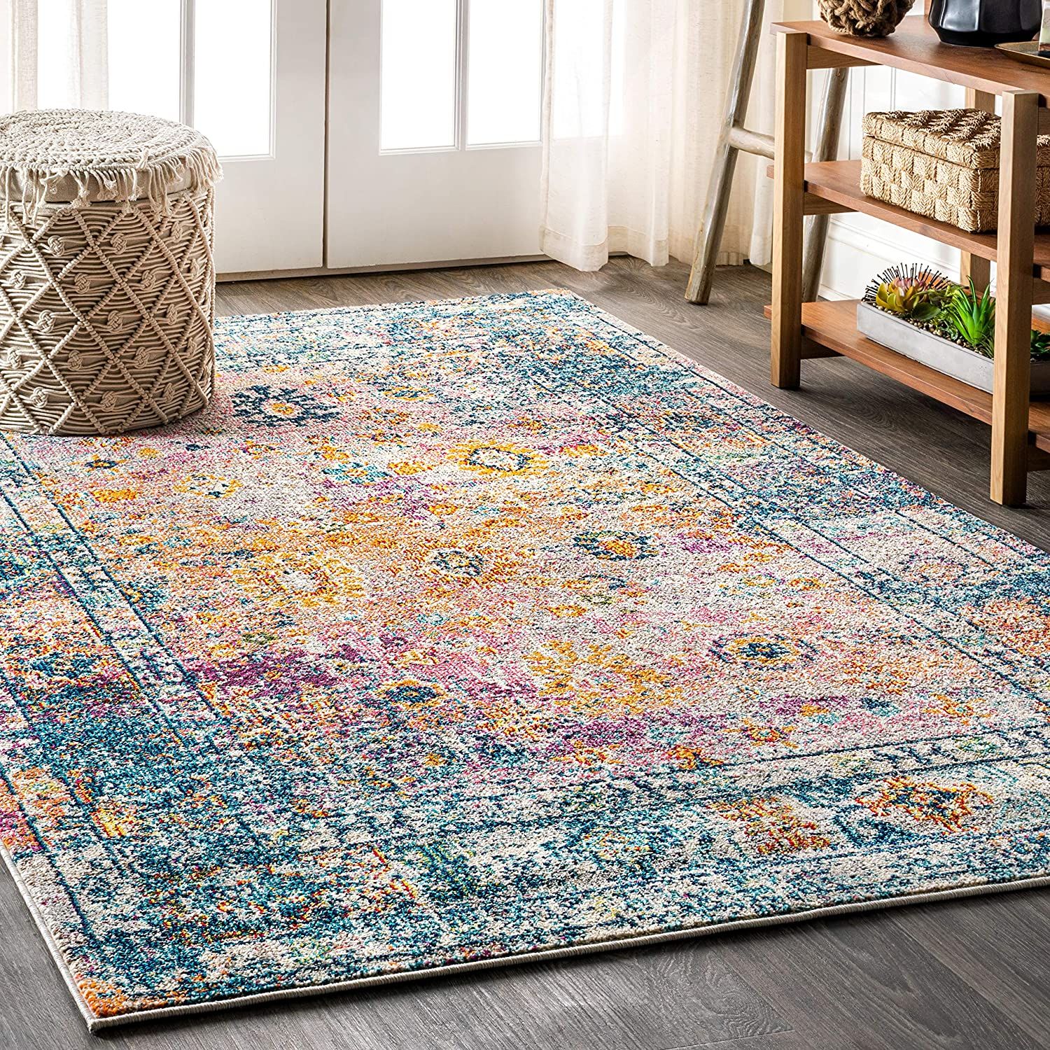 Living Room Area Rug Vintage Non Shedding Kitchen x 6 ft Easy -Cleaning For Bedroom JONATHAN Y Bohemian FLAIR Boho Vintage Medallion Blue/Multi 4 ft Living Room Area Rug Vintage Non Shedding Kitchen x 6 ft Easy -Cleaning For Bedroom JONATHAN Y Bohemian FLAIR Boho Vintage Medallion Blue/Multi 4 ft