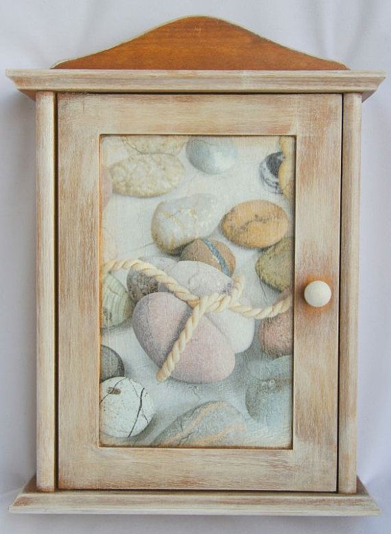 A Wooden Decoupaged Key Cabinet Stones Box Cupboard 30 A Wooden Decoupaged Key Cabinet Stones Box Cupboard Holder