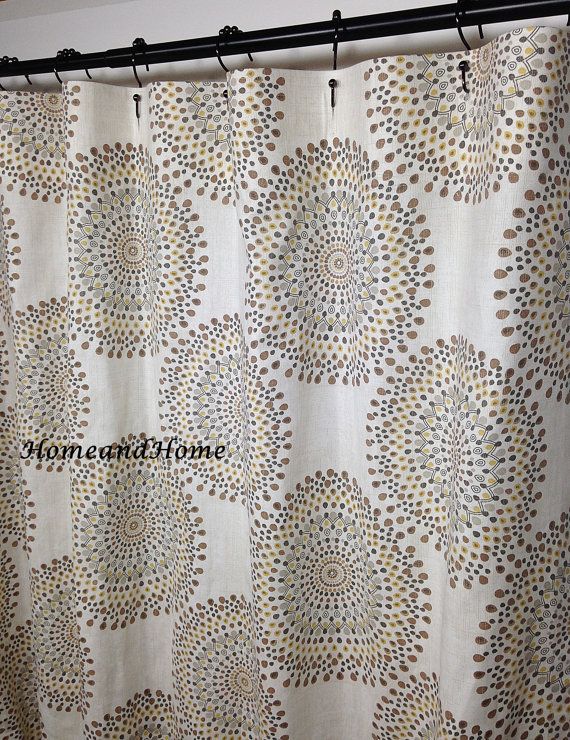 Fabric Custom Shower Curtain Carousel Sand Colors Ivory Fabric Custom Shower Curtain Carousel Sand Colors Ivory