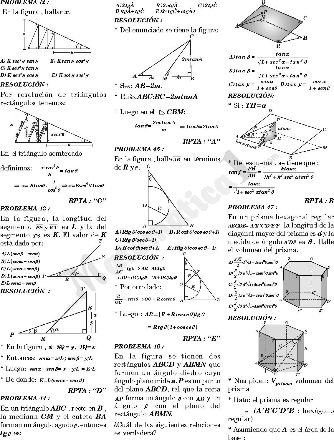 223 Problemas Resueltos De Trigonometria Preuniversitaria Y De Secundaria Ingreso A La Universidad En Texto Pdf Y Videos Rubiños Pdf