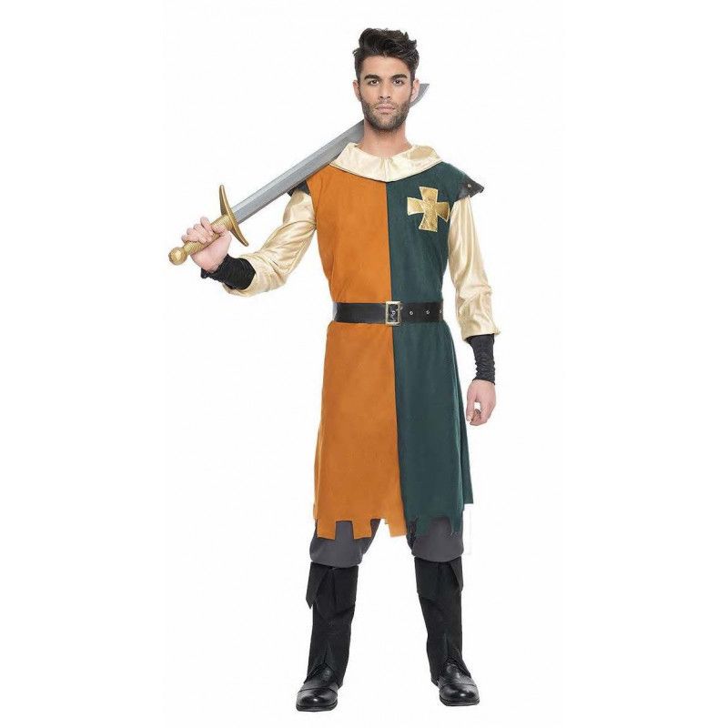 Disfraz de Caballero Medieval Verde y Mostaza para Hombre | Deguisement