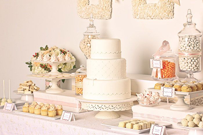Elegant White Wedding Dessert Buffet Style Elegant White Wedding Dessert Buffet