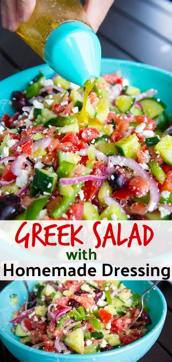 Greek Salad with Homemade Greek Salad Dressing | The Kitchen Magpie