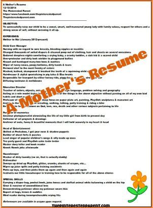 A Mother\u0027s Resume Pinterest Job description - resume job A Mother\u0027s Resume Pinterest Job description - resume job