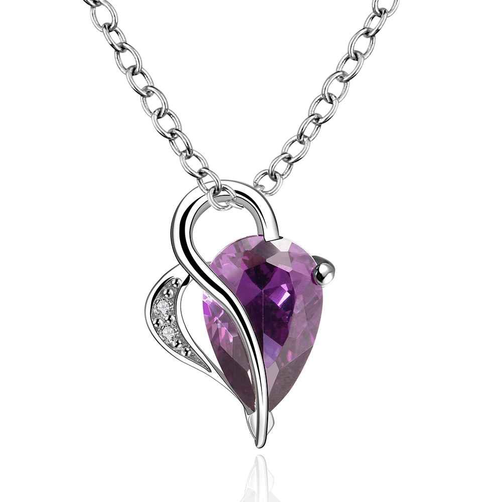 Elensan 925 Sterling Silver Emerald or Sapphire Birthstone Crystal Teardrop Pendant Necklace for Women
