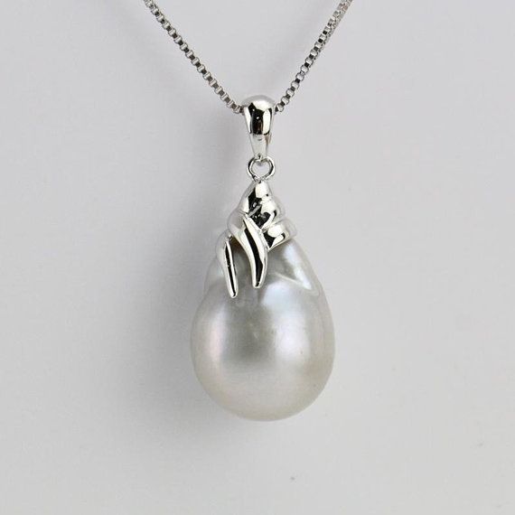Silver Grey baroque pearl Pendant,firball pearl Pendant
