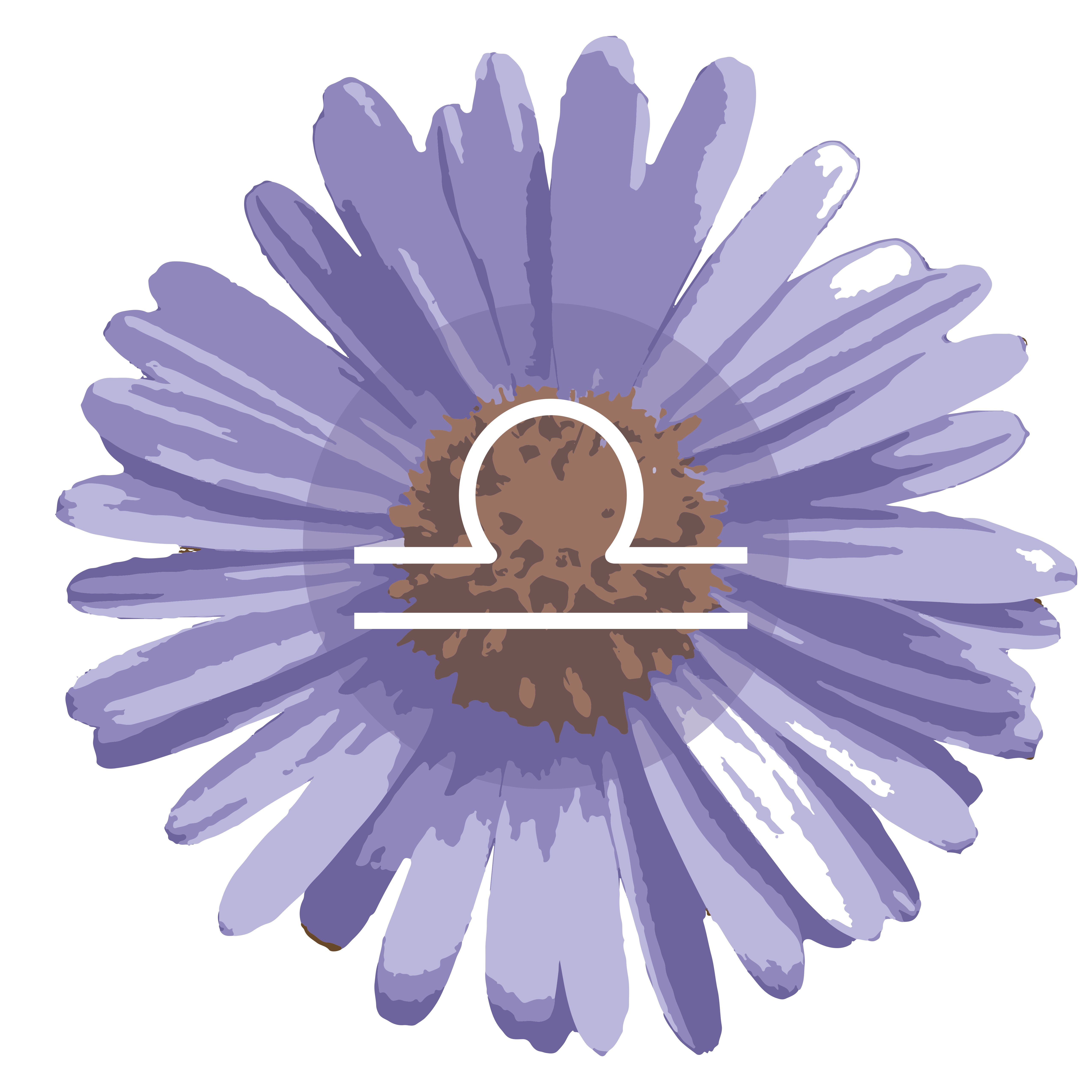 Libra September Aster Flower Illustration in Adobe Illustrator